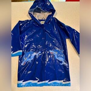 VINTAGE KIDORABLE RAIN JACKET SZ 6/6X DOLPHIN POCKETS, HOODED BLUE Rain Slicker!